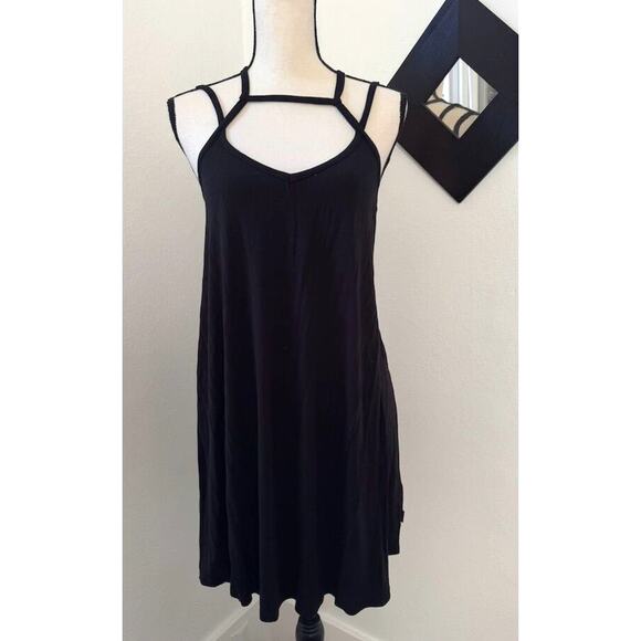 RVCA Womens Black Strappy Shift Dress Size S V-Neck Casual Short Mini - Picture 1 of 7